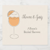Shower and Spritz Bubbly Cocktail Bridal Shower Schaumweinetikett (Einzelnes Label)