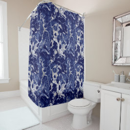 Shower Curtain - Blue and Silver Marble Pattern Duschvorhang