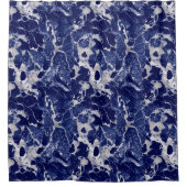 Shower Curtain - Blue and Silver Marble Pattern Duschvorhang (Vorderseite)