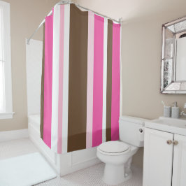 Shower Curtain Neutral Brown & Pink Stripe  Duschvorhang