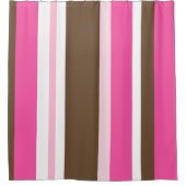 Shower Curtain Neutral Brown & Pink Stripe Duschvorhang (Vorderseite)