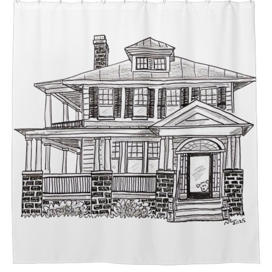 shower curtain of 22 Montagu Street Duschvorhang (Vorderseite)