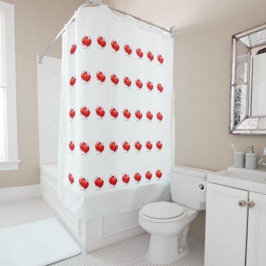 Shower Curtain with hearts. Duschvorhang (Beispiel)