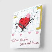 Shower Love:  Quadratische Wanduhr (Winkel)