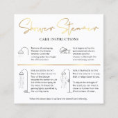 Shower Steamer Fizzer Care Guide White & Gold Logo Quadratische Visitenkarte (Vorderseite)