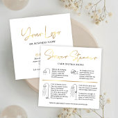 Shower Steamer Fizzer Care Guide White & Gold Logo Quadratische Visitenkarte