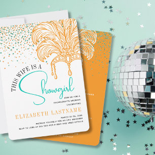 Showgirl-Braut Era Orange Teal Junggesellinnenabsc Einladung