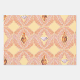 Showgirl Era Feather Packpapier -3 Flachblätter Geschenkpapier Set