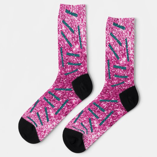 Showgirl Pattern Pink Glitz Socken (Linkes Detail)