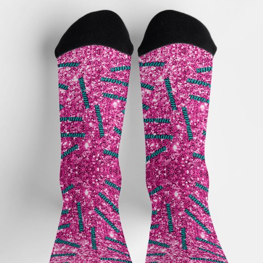 Showgirl Pattern Pink Glitz Socken (Oben)