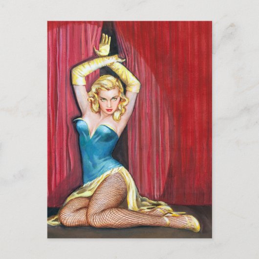Showgirl Pinup Postkarte (Vorderseite)