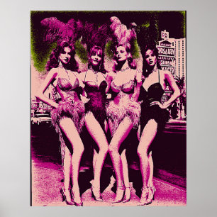 Showgirl-Schlampen Pink und Grün Risograph Poster