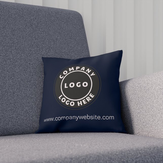 Showroom für Navy Blue Company Kissen (Business Logo Elegant Navy Blue Throw Pillow)