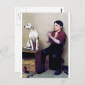 Showschienenjunge mit Flöte und seinem Hund Postkarte (Vorne/Hinten)