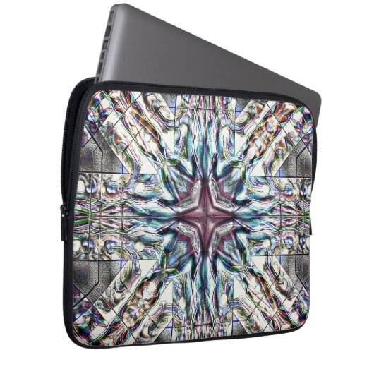 Showtextur Kaleidoskop in sandig silbrigen Farben Laptopschutzhülle (Vorne Rechts)