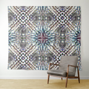 Showtextur Kaleidoskop in sandig silbrigen Farben Wandteppich