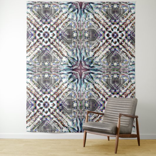 Showtextur Kaleidoskop in sandig silbrigen Farben Wandteppich (Beispiel)