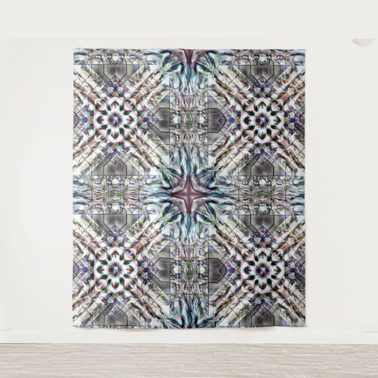 Showtextur Kaleidoskop in sandig silbrigen Farben Wandteppich (Vorderseite)