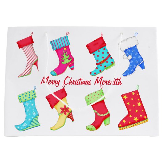 Showübername Personalisierter Weihnachtsmann Strum Große Geschenktüte (Vorderseite)