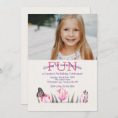 Showy Butterfly Foto Geburtstag Einladung (Vorne/Hinten)