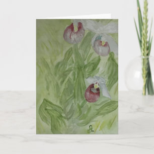 Showy Lady Slipper Orchids Dankeskarte
