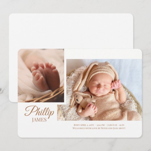 Showy Script-Foto Geburtserklärung Ankündigung (Vorne/Hinten)