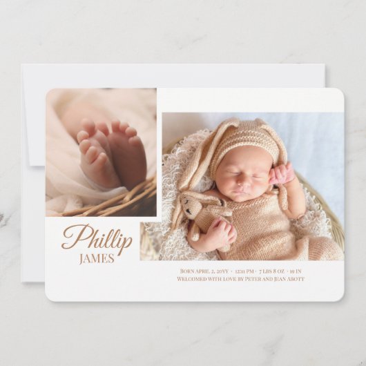 Showy Script-Foto Geburtserklärung Ankündigung (Vorderseite)