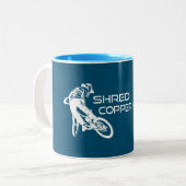 Shred Copper Hafen Michigan Mountain Biking Zweifarbige Tasse (Vorderseite Links)