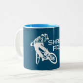 Shred Fruita Colorado Mountain Biking Zweifarbige Tasse (Vorderseite Links)