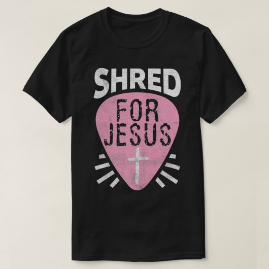Shred für Jesus Christlich Rock Heavy Metal Guitar T-Shirt (Design vorne)