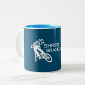 Shred Grand Junction Colorado Mountain Biking Zweifarbige Tasse (Vorderseite Links)