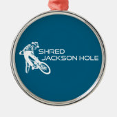 Shred Jackson Hole Wyoming Mountain Biking Ornament Aus Metall (Vorne)