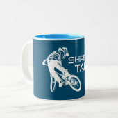 Shred Lake Tahoe Mountain Biking Zweifarbige Tasse (Vorderseite Links)