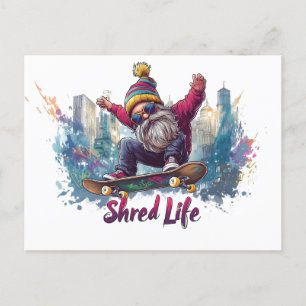 Shred Life - Cooles Skateboarding Gnome Postkarte