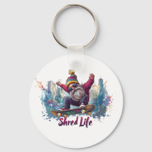 Shred Life - Cooles Skateboarding Gnome Schlüsselanhänger