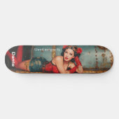 "Shred me gently" steampunk pinup girl painting Skateboard (Horizontal)