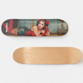 "Shred me gently" steampunk pinup girl painting Skateboard (Horizontal)