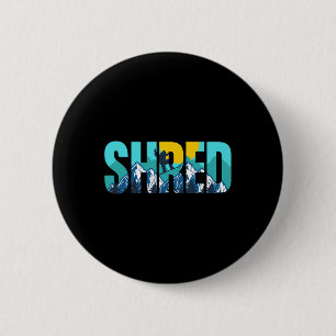 Shred Mountain Snowboarding Slopes Sunset Graphic Button