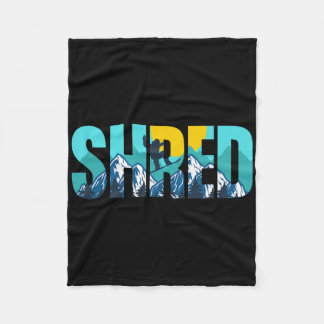 Shred Mountain Snowboarding Slopes Sunset Graphic Fleecedecke