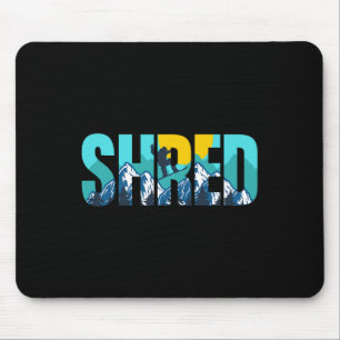 Shred Mountain Snowboarding Slopes Sunset Graphic Mousepad