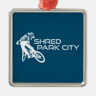 Shred Park City Utah Mountain Biking Ornament Aus Metall