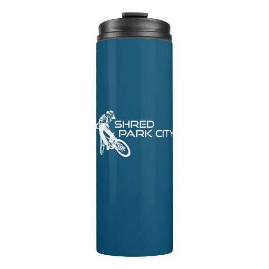 Shred Park City Utah Mountain Biking Thermosbecher (Vorderseite)