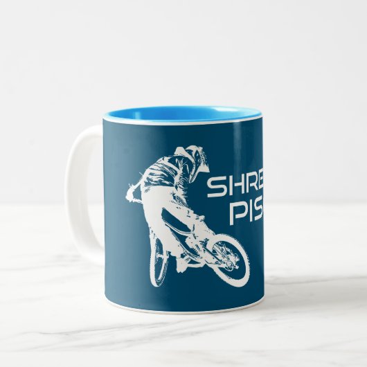 Shred Pisgah North Carolina Mountain Biking Zweifarbige Tasse (Vorderseite Links)