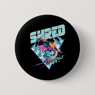 Shred Shirt Vintage Freestyle Skifahren 80er Kostü Button