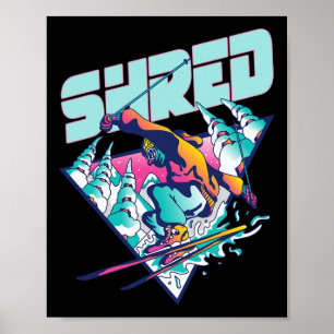 Shred-Shirt Vintage Freestyle Skifahren 80er Kostü Poster