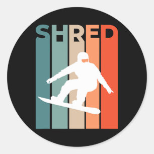 Shred Snowboarder Snowboarder Snowboard Retro Vin Runder Aufkleber