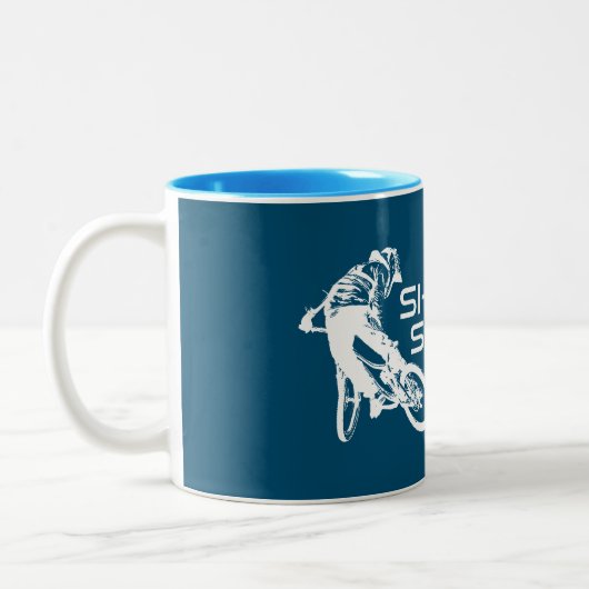 Shred St. George Utah Mountain Biking Zweifarbige Tasse (Links)