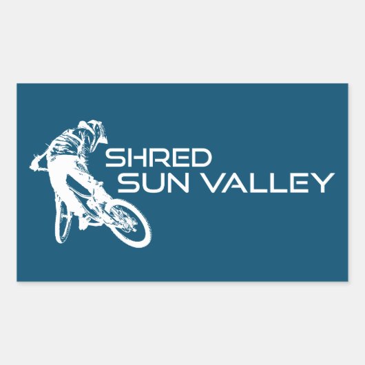 Shred Sun Valley Idaho Mountain Biking Rechteckiger Aufkleber (Vorderseite)