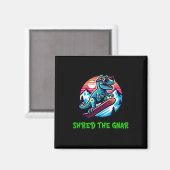 Shred the Gnar Funny Snowboarding Dinosaur T-rex W Magnet (Vorderseite/Rückseite)