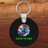 Shred the Gnar Funny Snowboarding Dinosaur T-rex W Schlüsselanhänger (Vorderseite)
